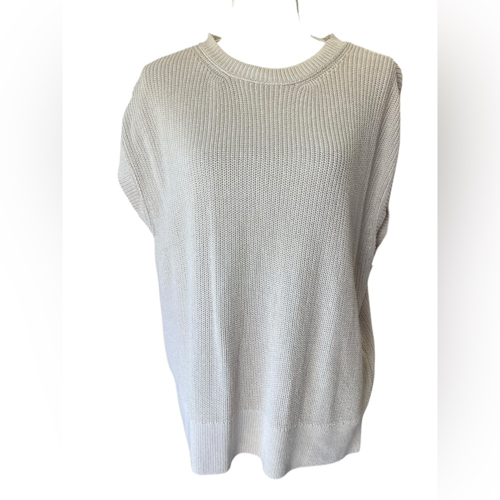 Zara Linen Blend Sweater Vest Oatmeal Cream Size Large Extra Large